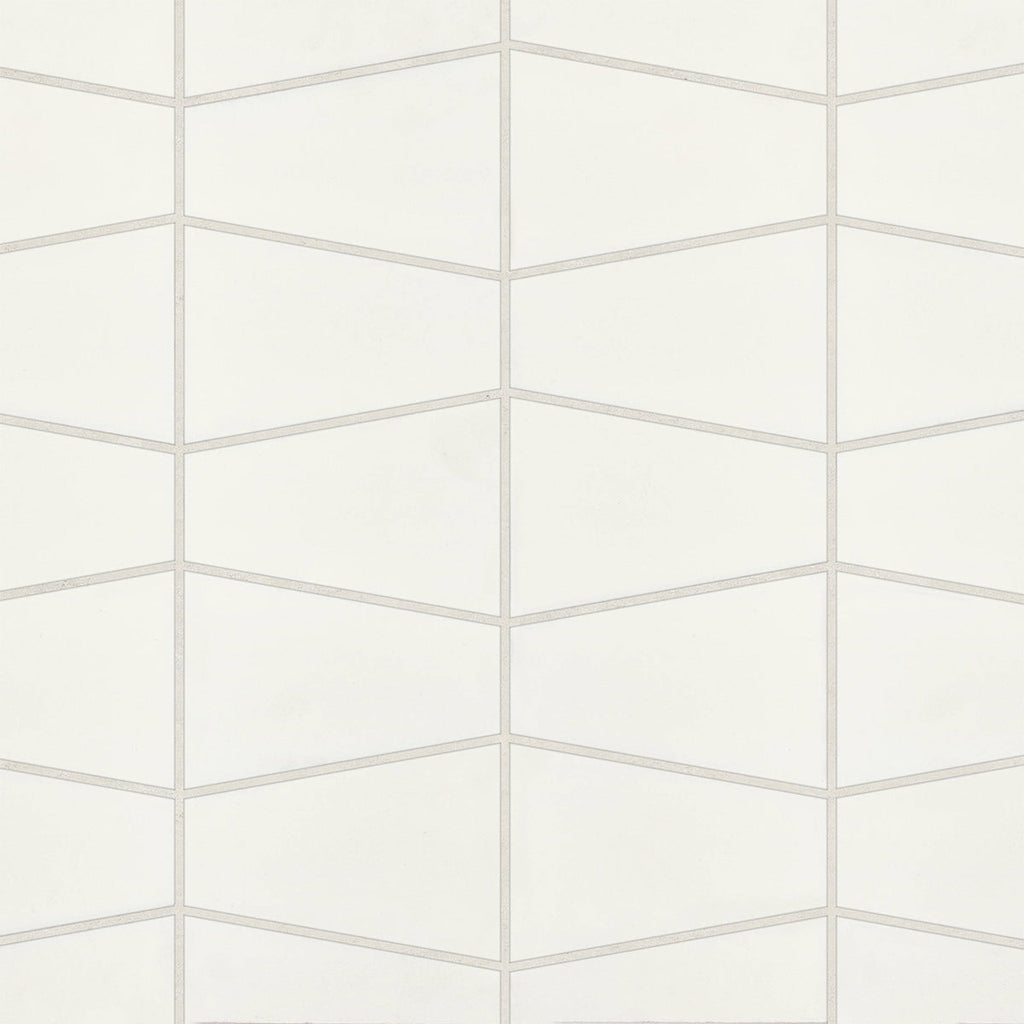 Marin Pearl White Trapezoid Matte Ceramic Mosaic