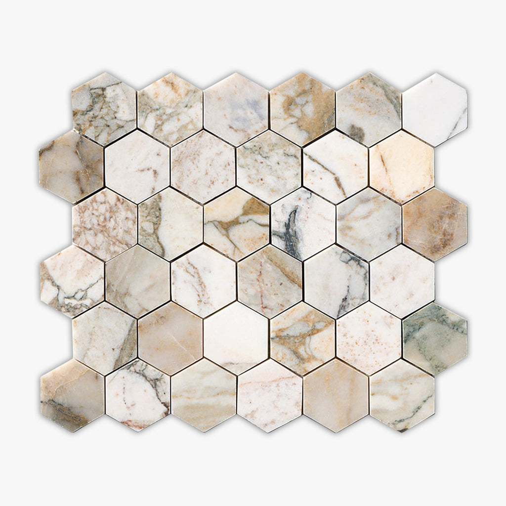 Calacatta Green Honed Hexagon 2 Marble Mosaic