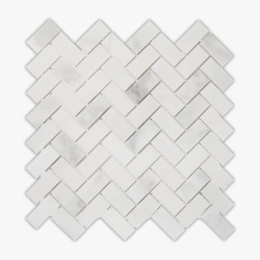 Calacatta Verde Polished 1x2 Herringbone Marble Mosaic