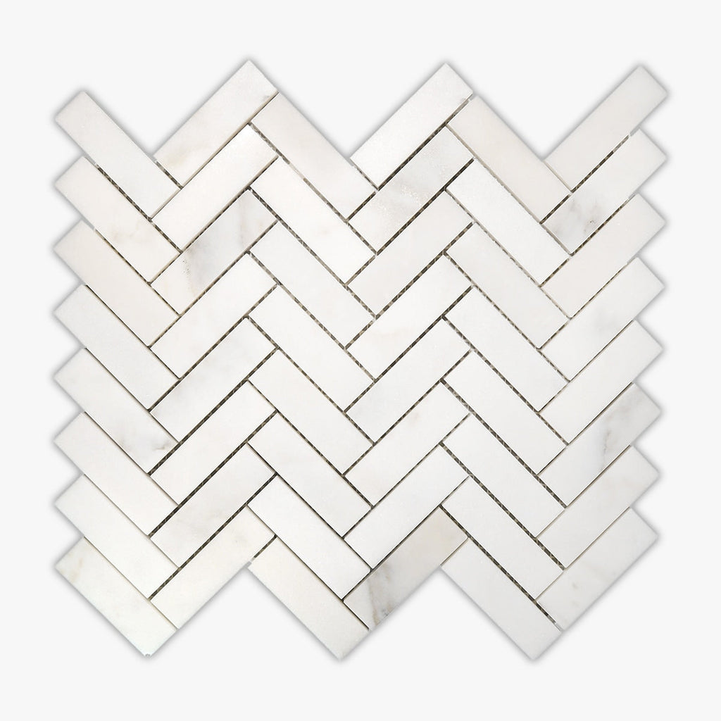 Calacatta Verde Honed 1x3 Herringbone Marble Mosaic