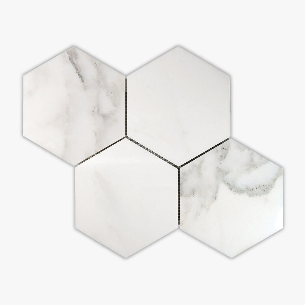 Calacatta Verde Polished 6 INCH Hexagon Marble Mosaic