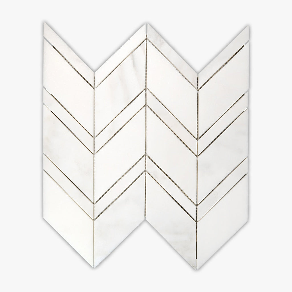 Calacatta Verde Polished Chevron Marble Mosaic