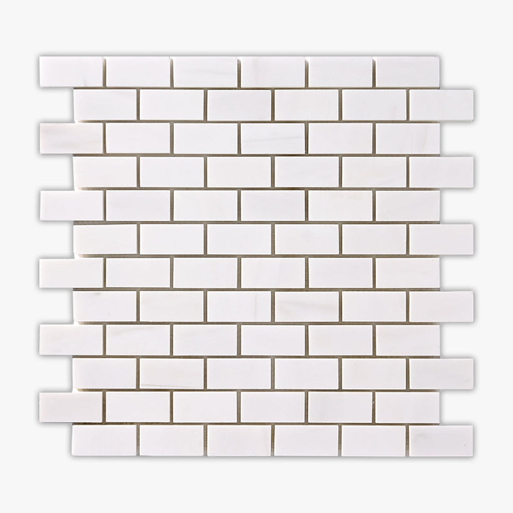 Bianco Dolomiti Polished 1x2 Brick Marble Mosaic