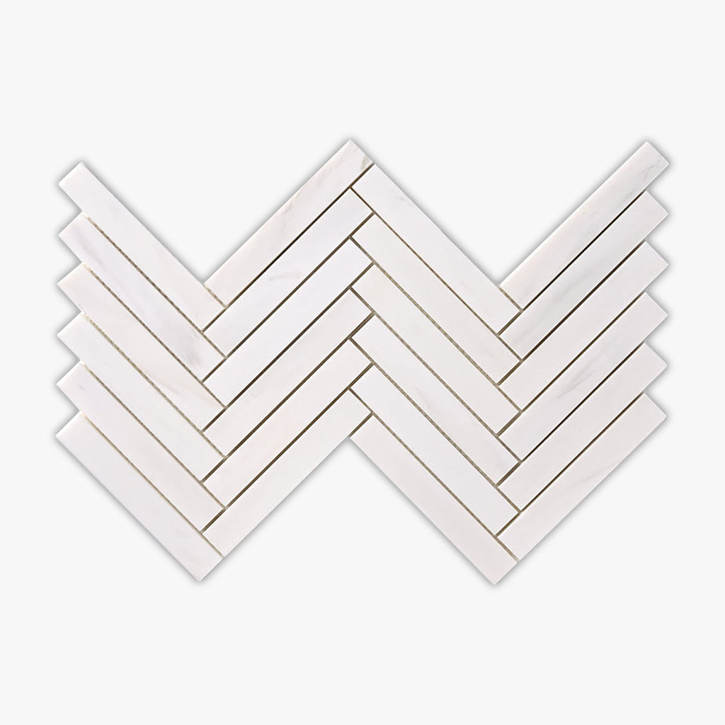 Bianco Dolomiti Honed 1x6 Herringbone Marble Mosaic