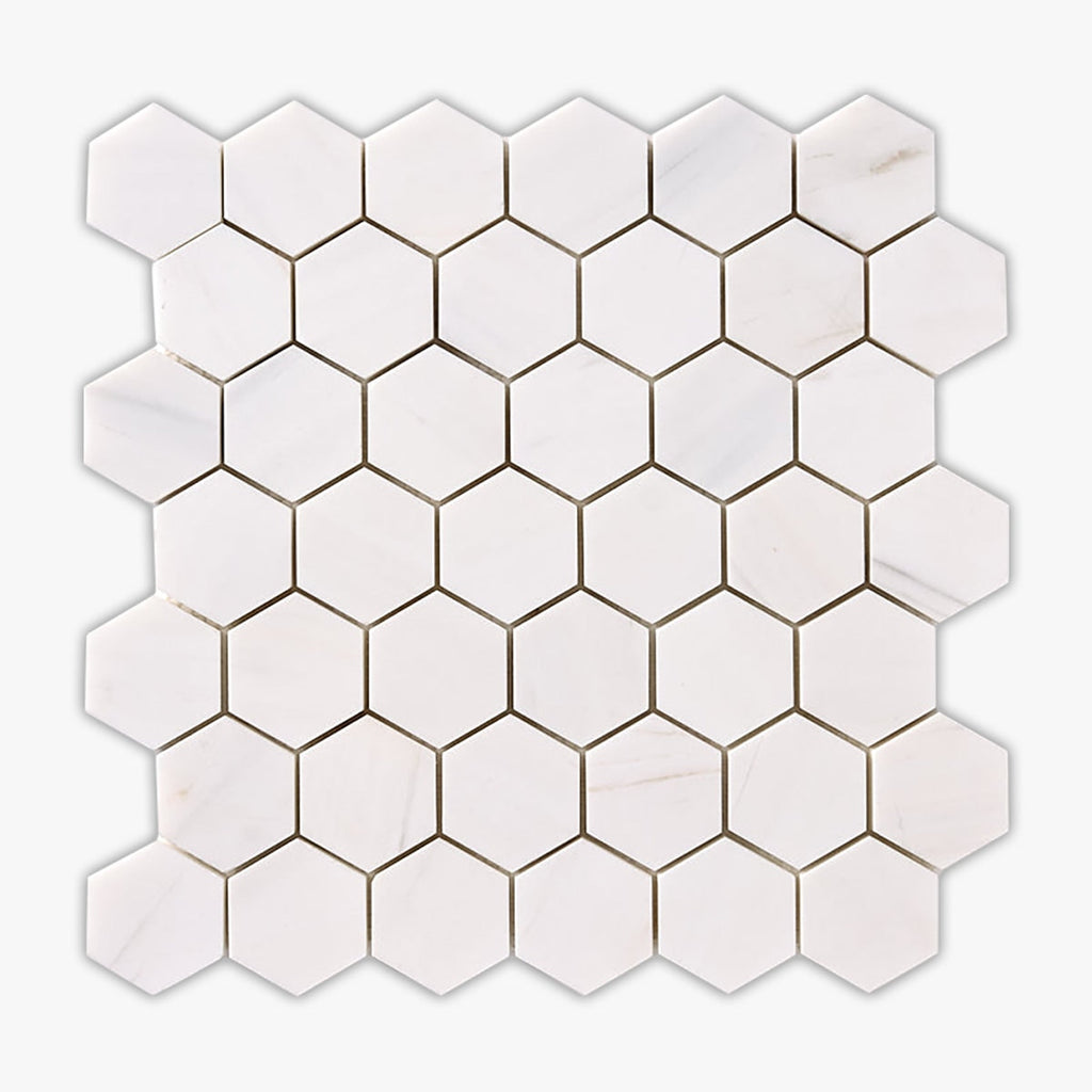 Bianco Dolomiti Honed 2x2 Hexagon Marble Mosaic