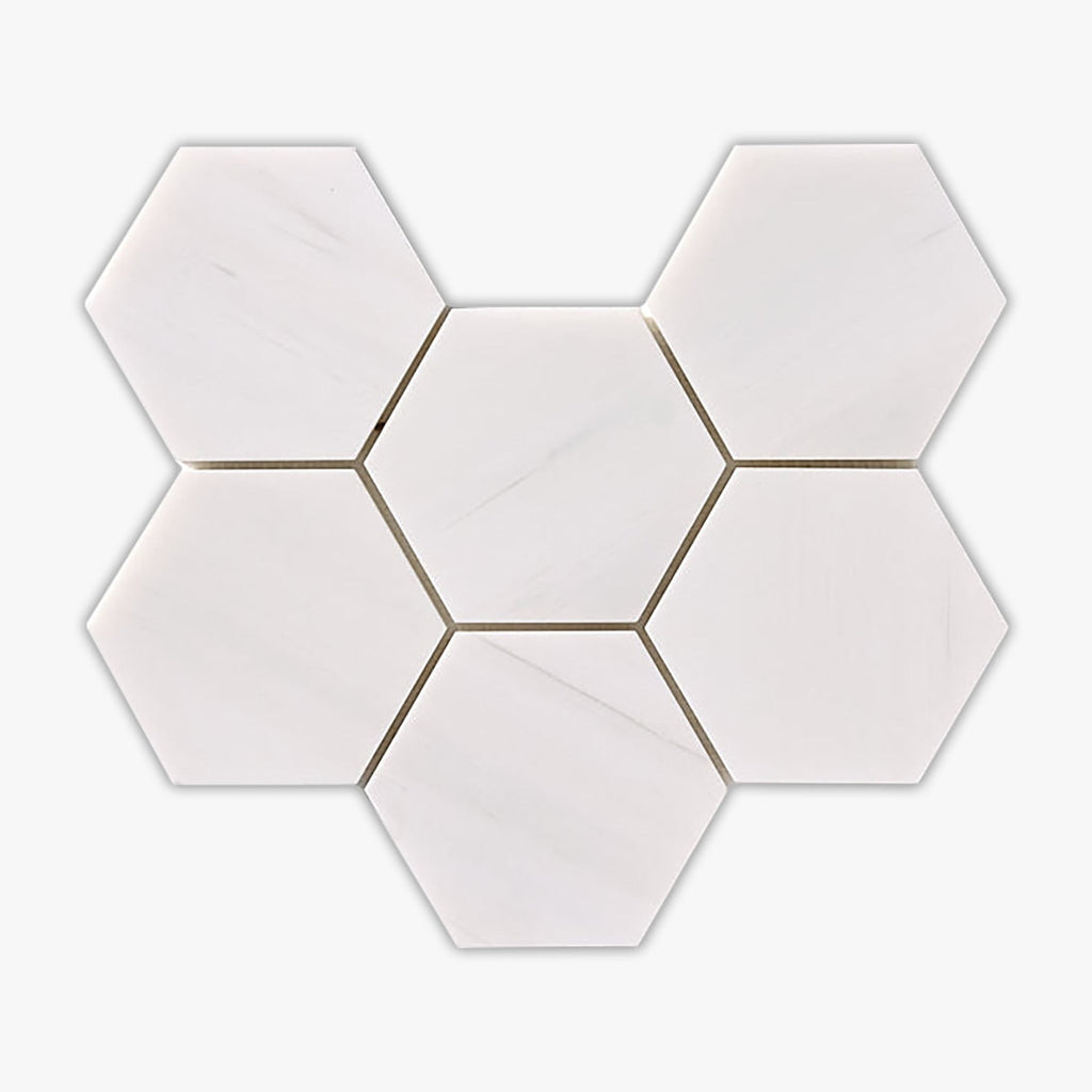 Bianco Dolomiti Honed 4x4 Hexagon Marble Mosaic