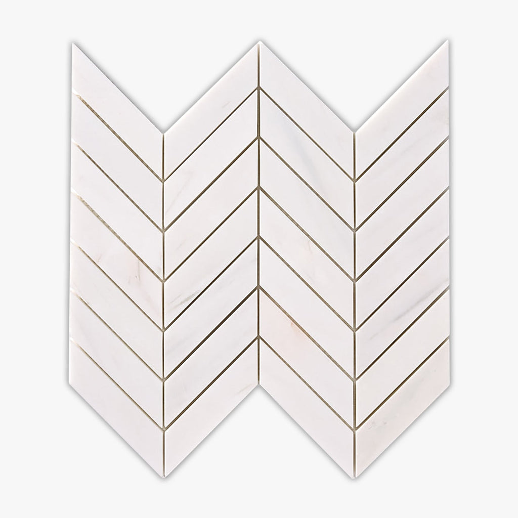 Bianco Dolomiti Honed Chevron Marble Mosaic