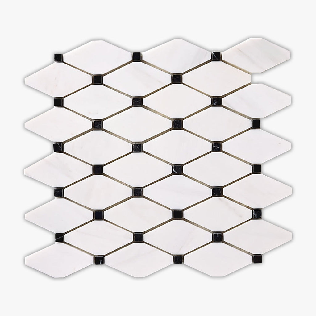 Bianco Dolomiti & Black Polished Octave Marble Mosaic