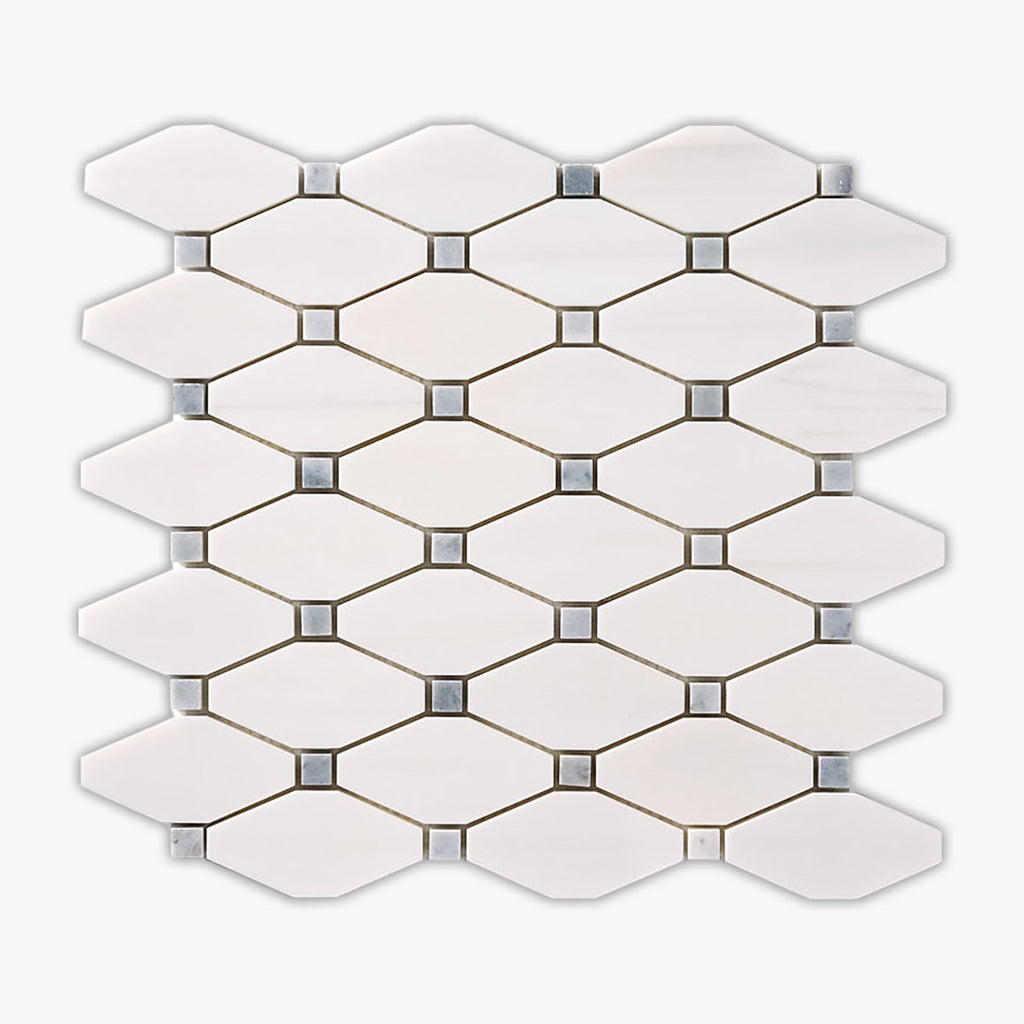 Bianco Dolomiti & Blue & Gray Polished Octave Marble Mosaic