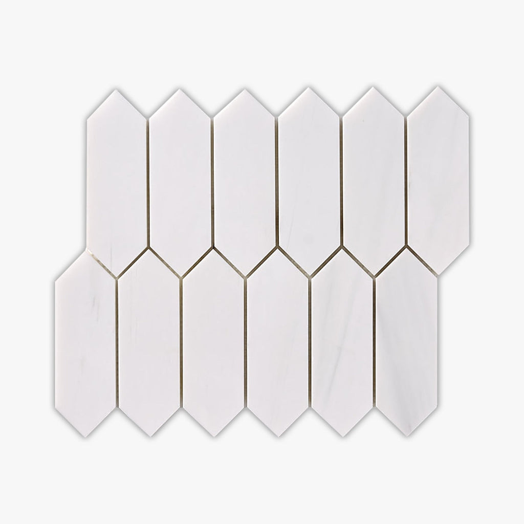 Bianco Dolomiti Honed Picket Marble Mosaic