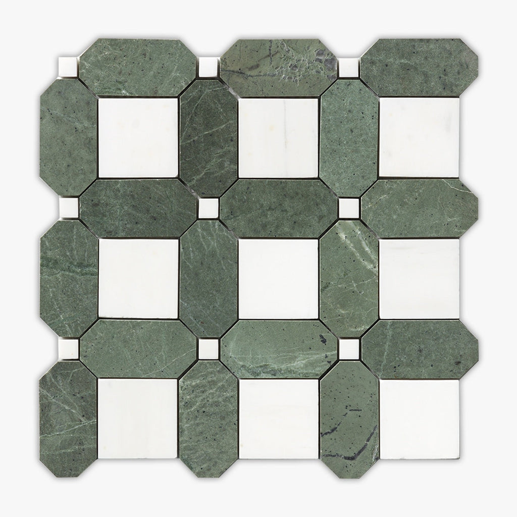 Verde Tia Honed Octagon Marble Mosaic