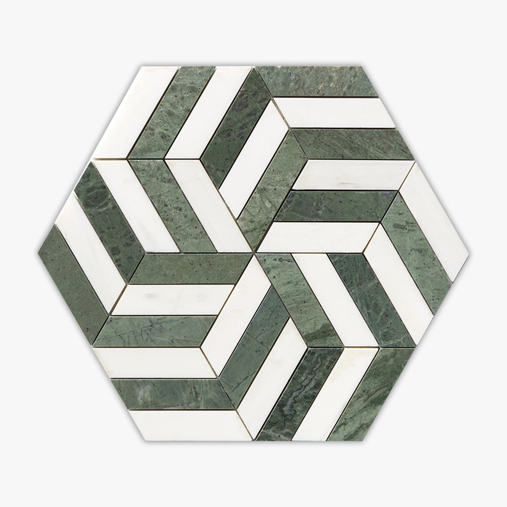 Verde Tia Honed Windmill Waterjet Mosaic