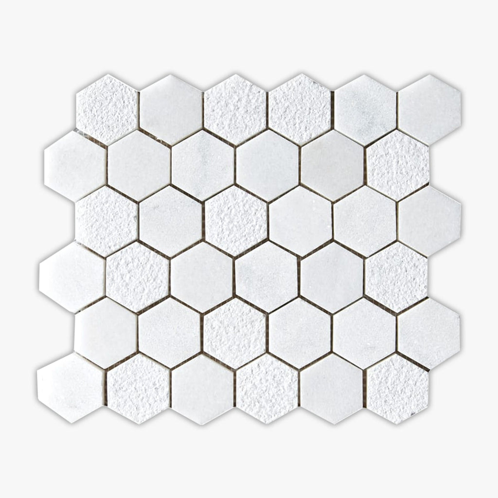 Glacier Textured Hexagon 2 Marble Mosaic