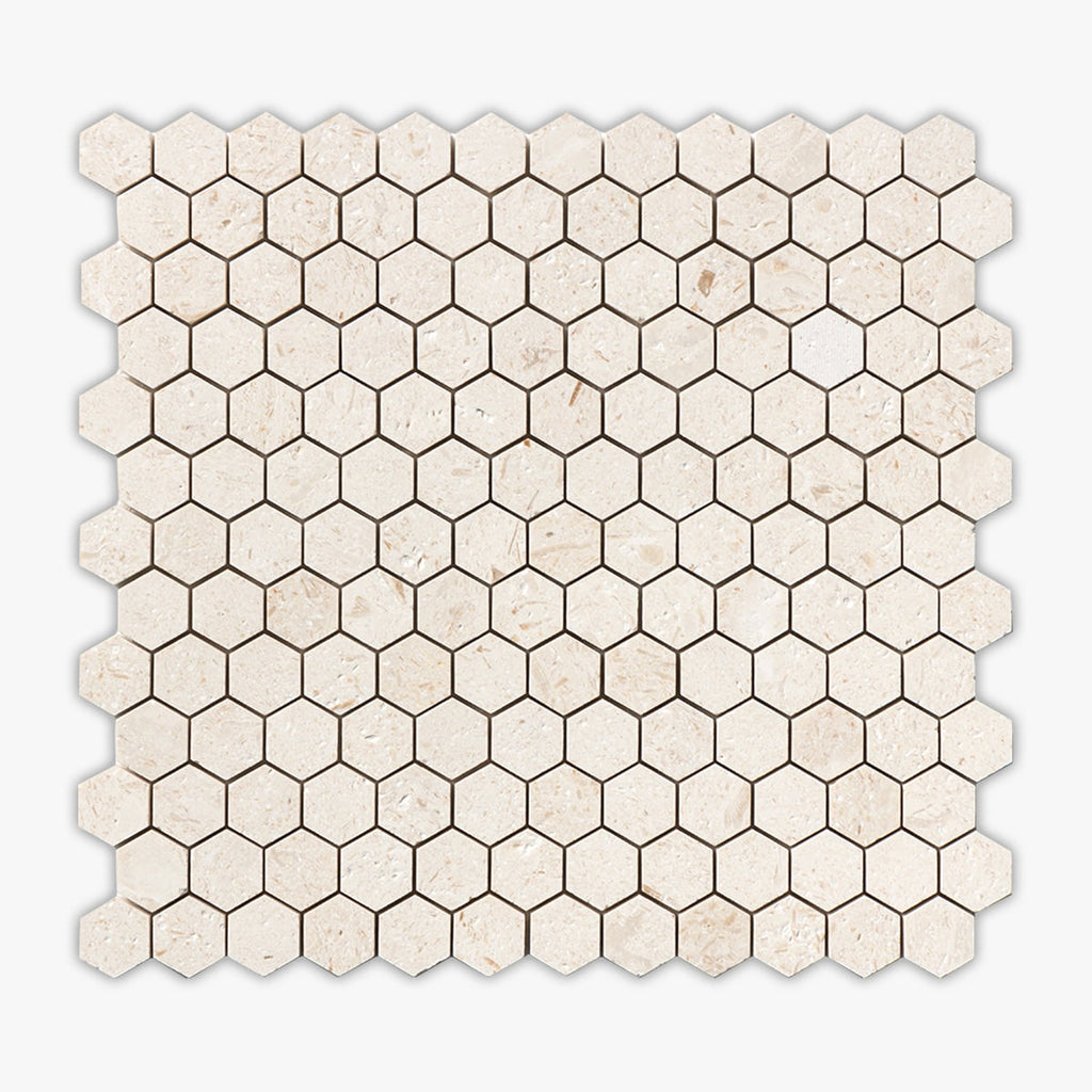 Desert Path Brushed Hexagon 1x1 Limestone Mosaic