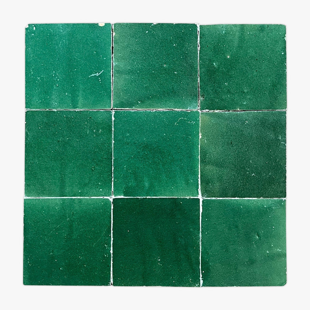 Emerald & Jade Green  Glazed 4x4 Zellige Tile