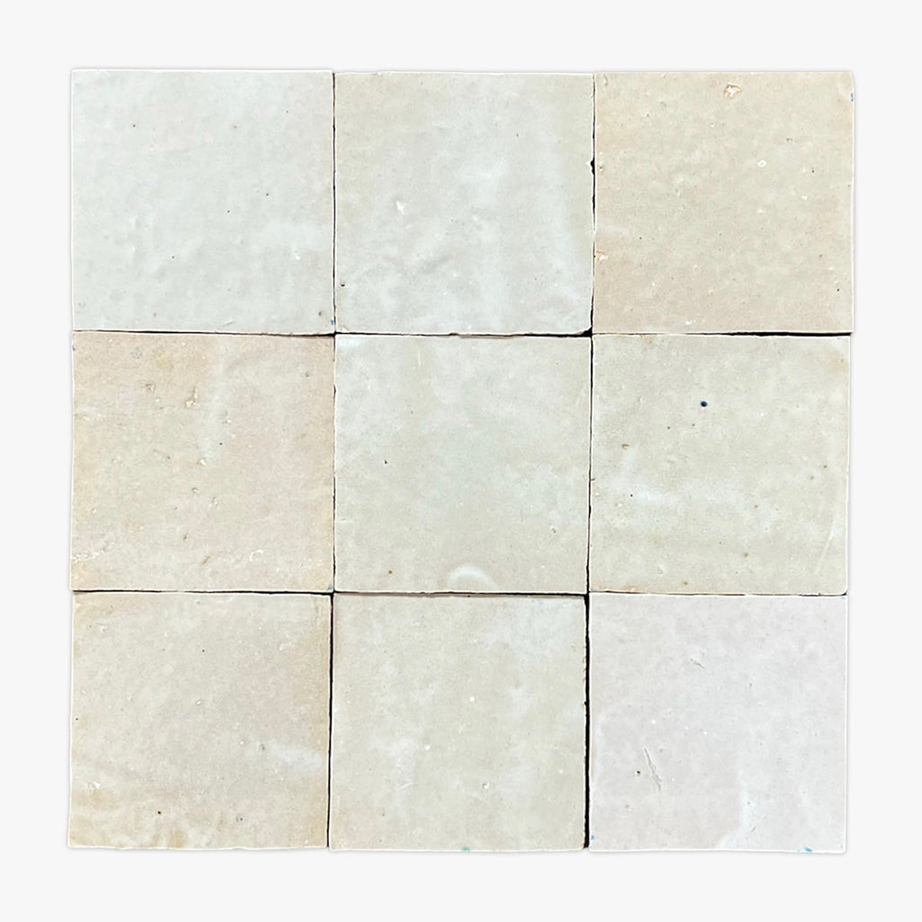 Weathered White Glazed 4x4 Zellige Tile