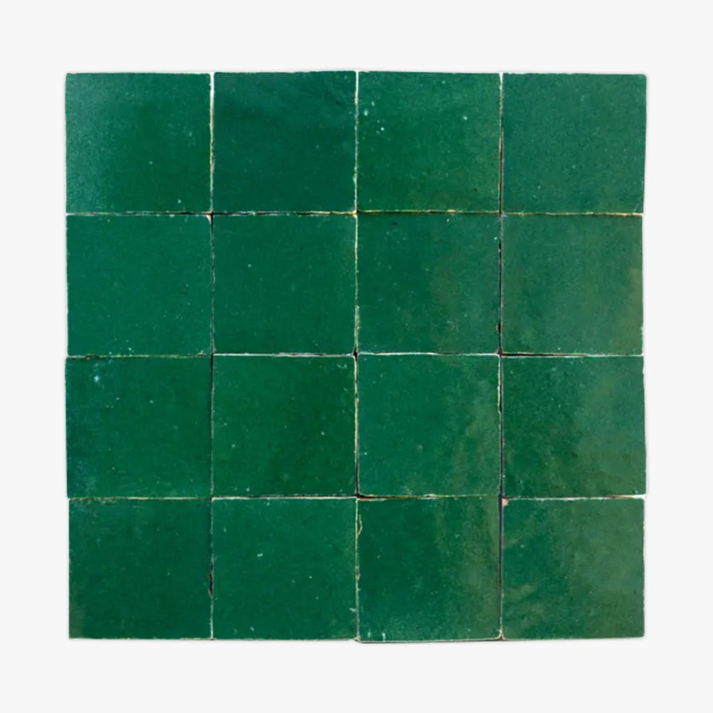 Emerald & Jade Green 2x2 Glazed Zellige Mosaic