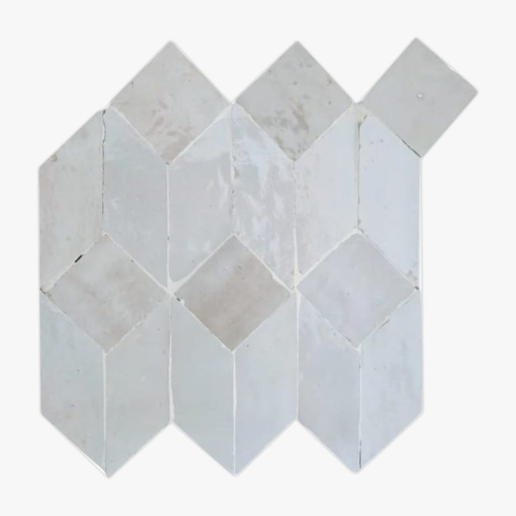 Art-Deco White Otto Glazed 8x8 Zellige Tile