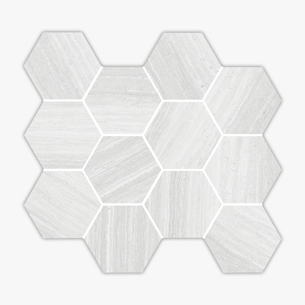 Coastline Pebble Beach 3 1/4 Hexagon Matte Porcelain Mosaic