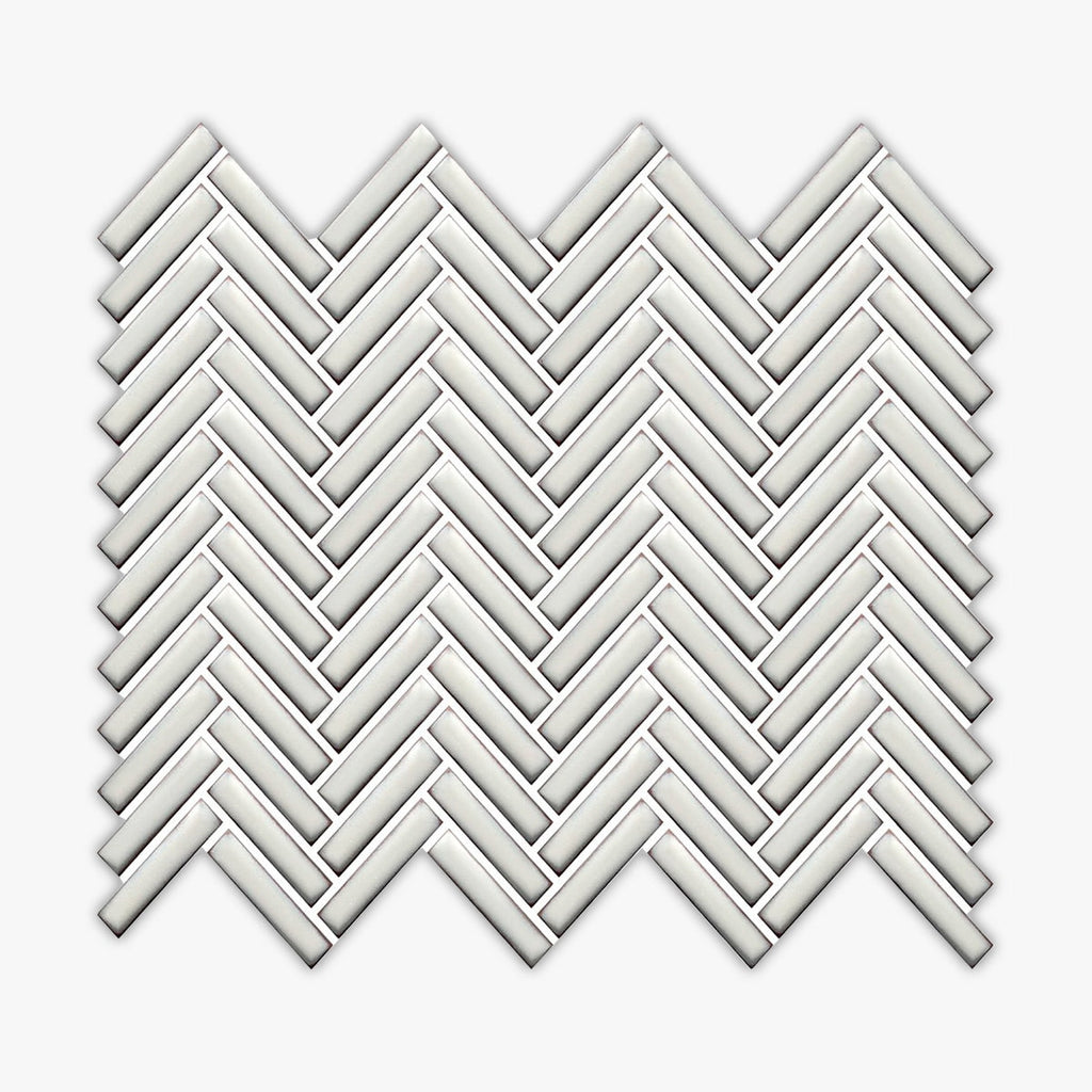 CC Mosaic Antique White Bright Herringbone Glazed Porcelain Mosaic