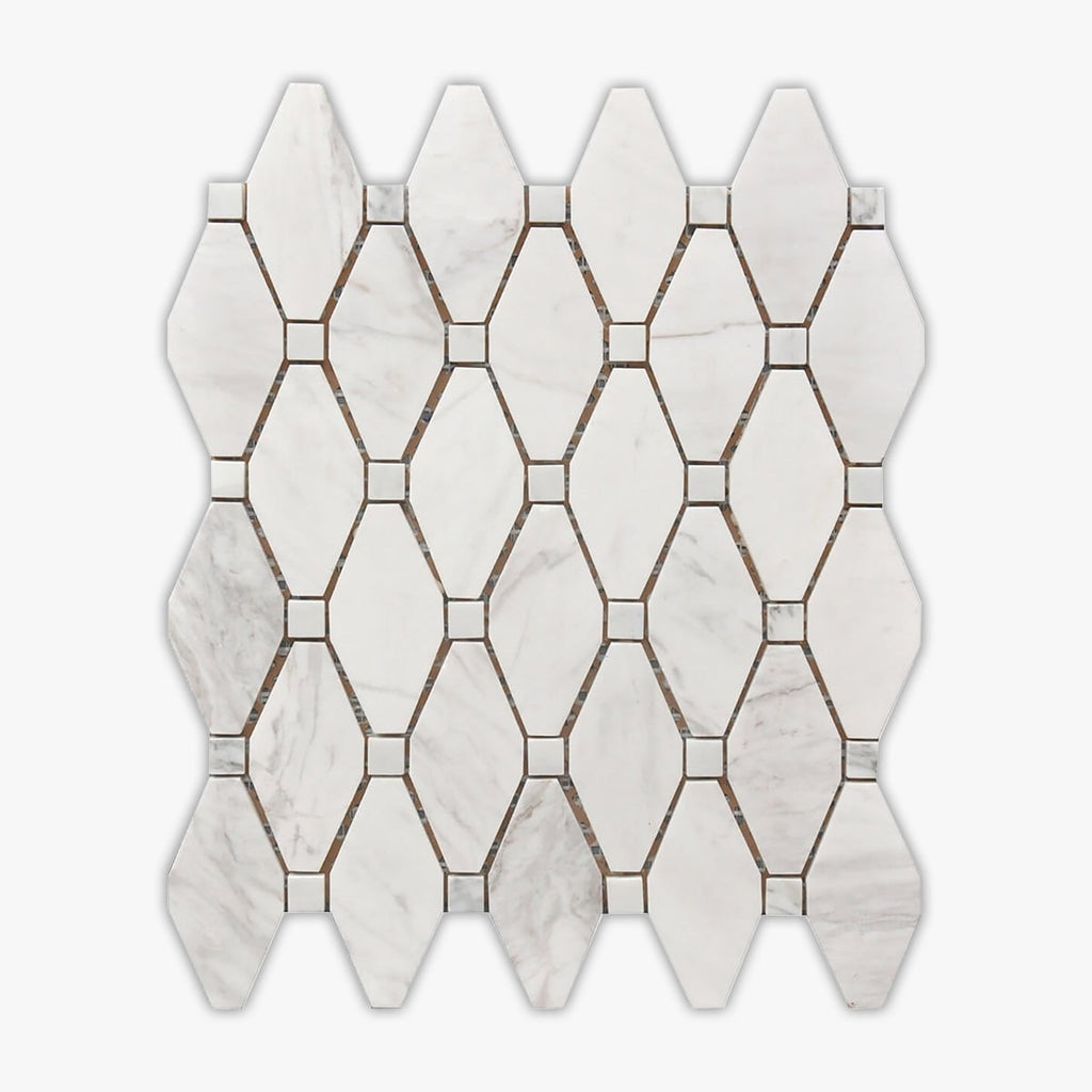 Rockart White Large Rhombus Polished Marble Mosaic