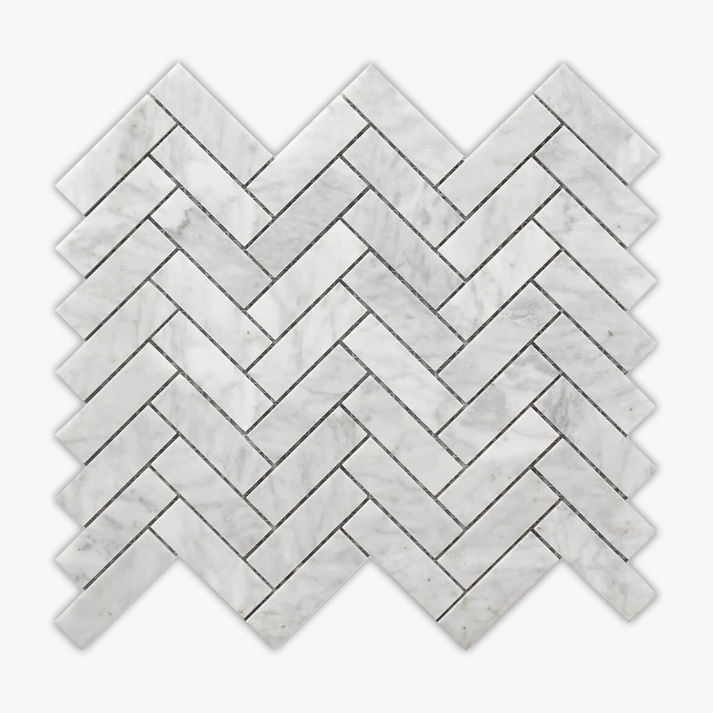 Rockart White Herringbone Polished Marble Mosaic