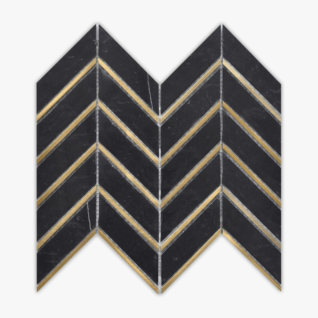 Rockart Nero, Metal Arrow Polished Marble Mosaic