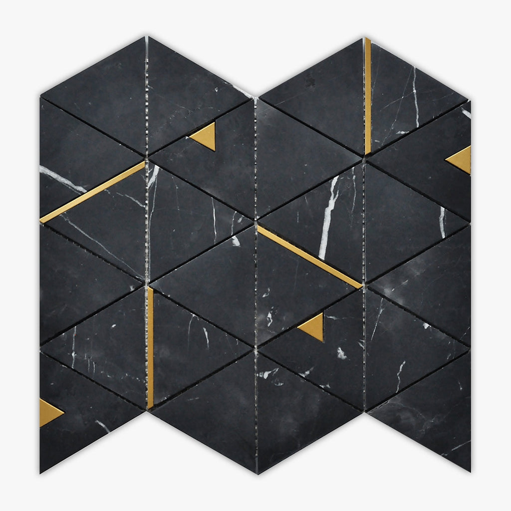 Rockart Nero Marquina Triangle Polished Marble Mosaic