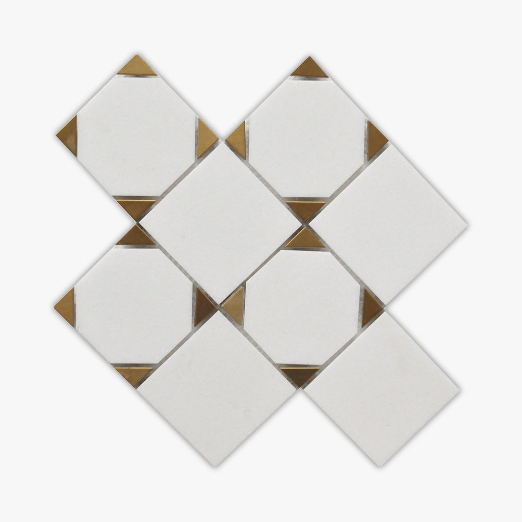 Rockart Thassos Square Polished Marble Mosaic