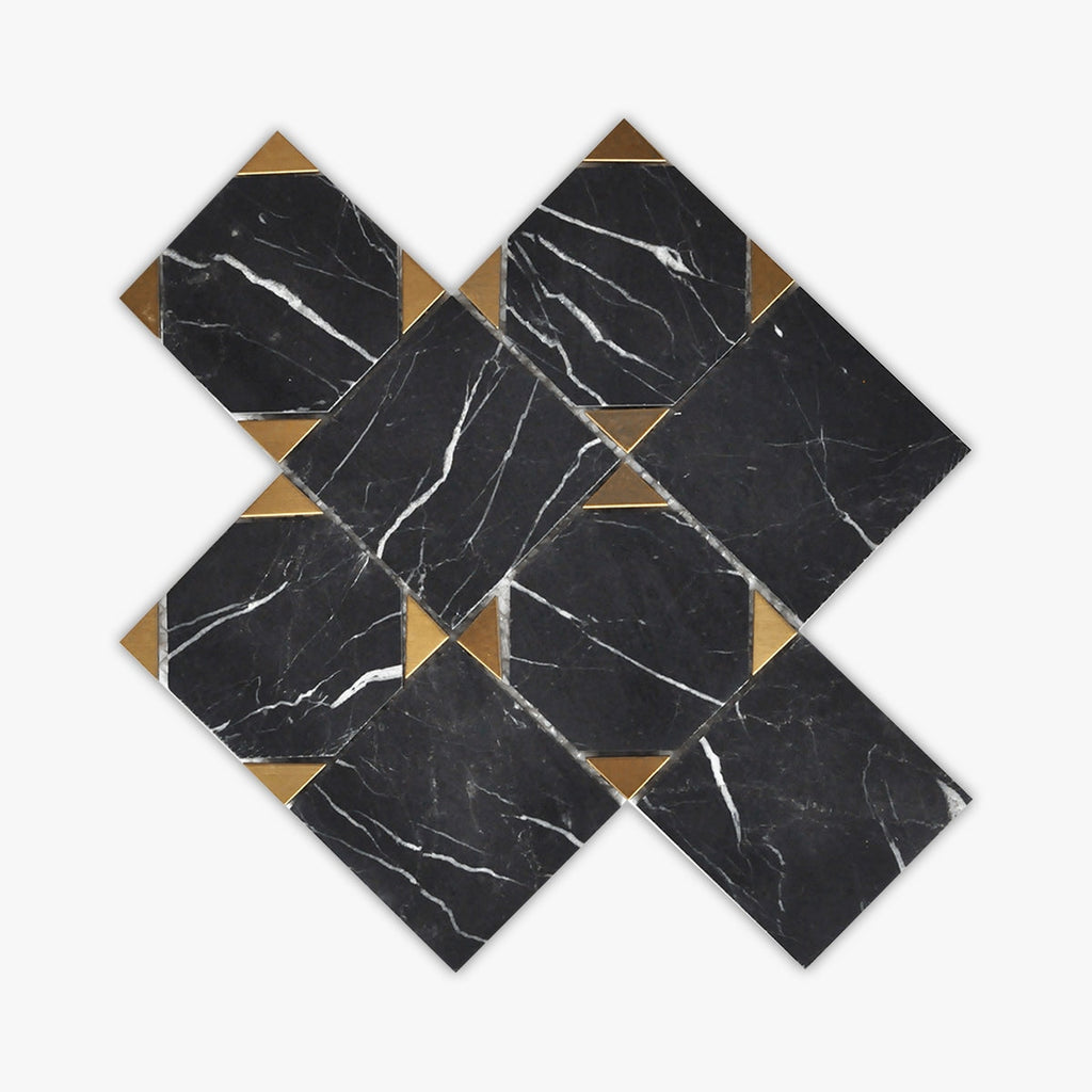 Rockart Nero Marquina Square Polished Marble Mosaic