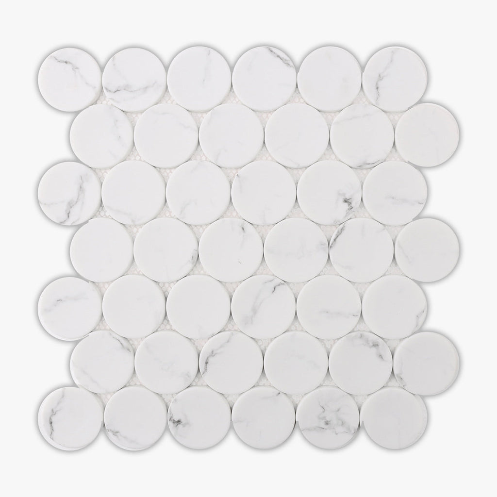 Rockart White Statuary Dots Matte Marble Mosaic