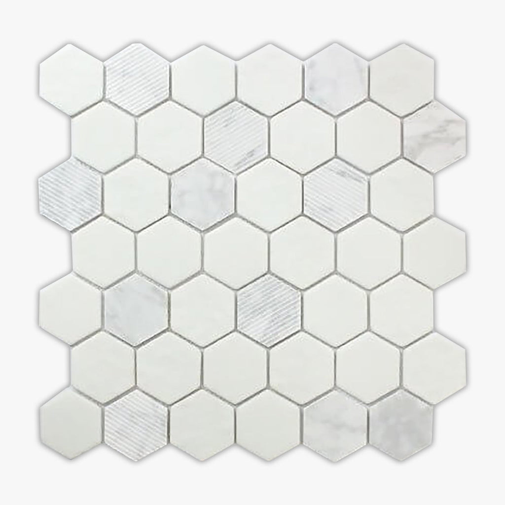 Rockart Carrara Hexagon Matte/Polished Marble Mosaic